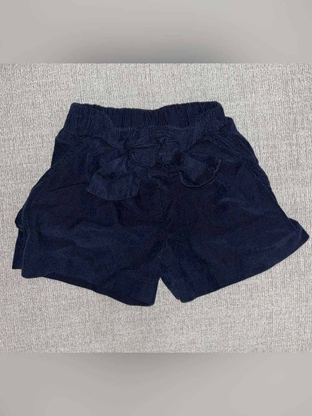 Little English Navy High-Rise Corduroy Shorts with Waist Tie